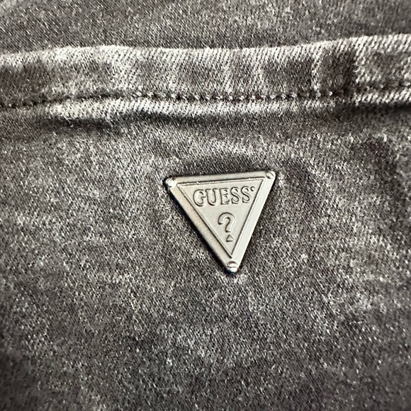 Guess Shorts Women 28 Black Hot Pants Hi Rise Jean Embroidered Roses Dark Wash - Picture 6 of 13